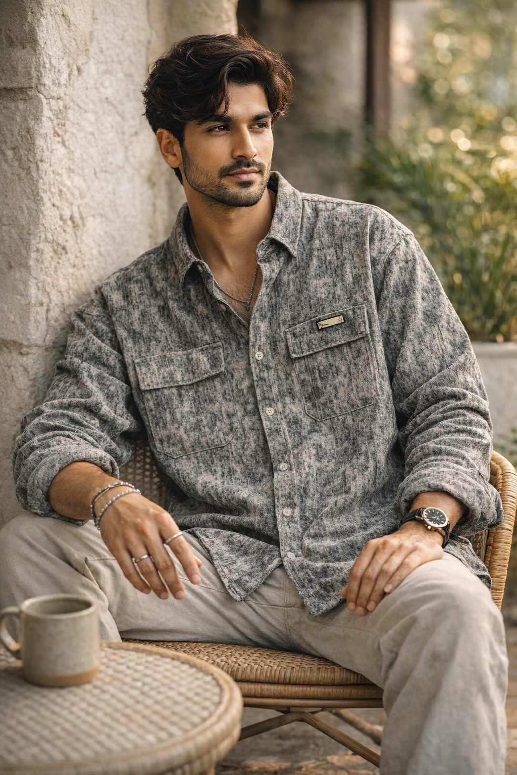 mens-grey-textured-corduroy-casual-shirt-front-view