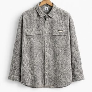 mens-grey-textured-corduroy-casual-shirt-front-view