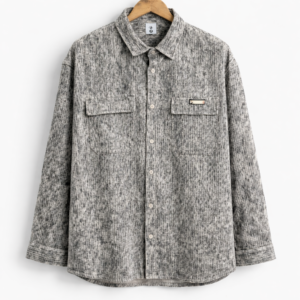 mens-grey-textured-corduroy-casual-shirt-front-view