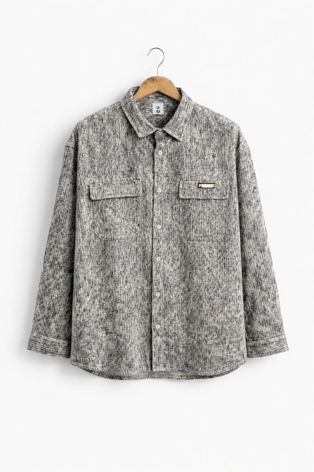 mens-grey-textured-corduroy-casual-shirt-front-view