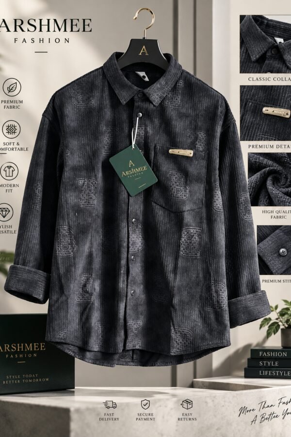 Arshmee Noir premium textured black shirt for men