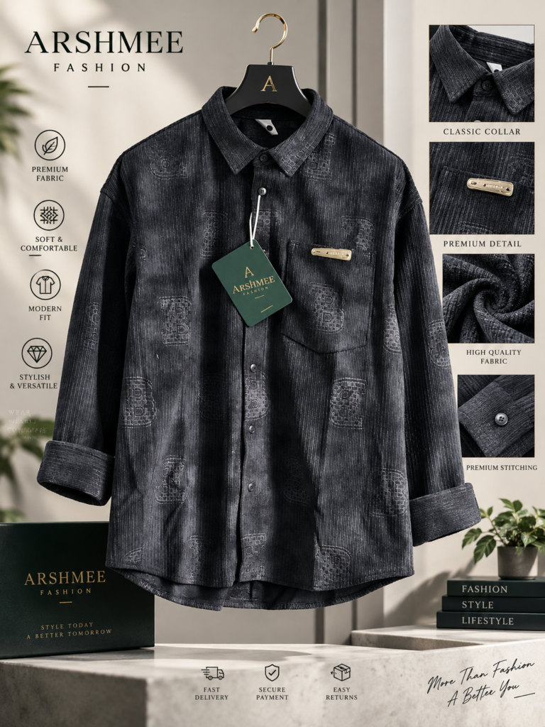 Arshmee Noir premium textured black shirt for men