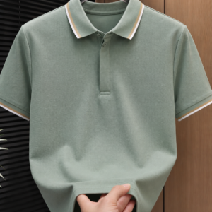 Men's Sage Green Half Sleeve Polo T-Shirt | Premium