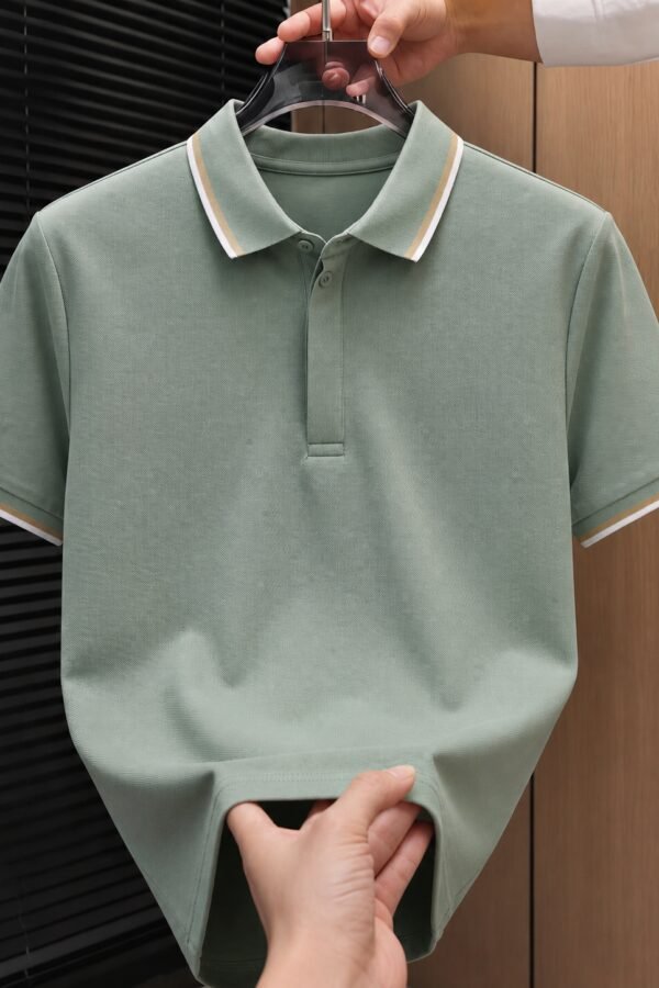 Men's Sage Green Half Sleeve Polo T-Shirt | Premium