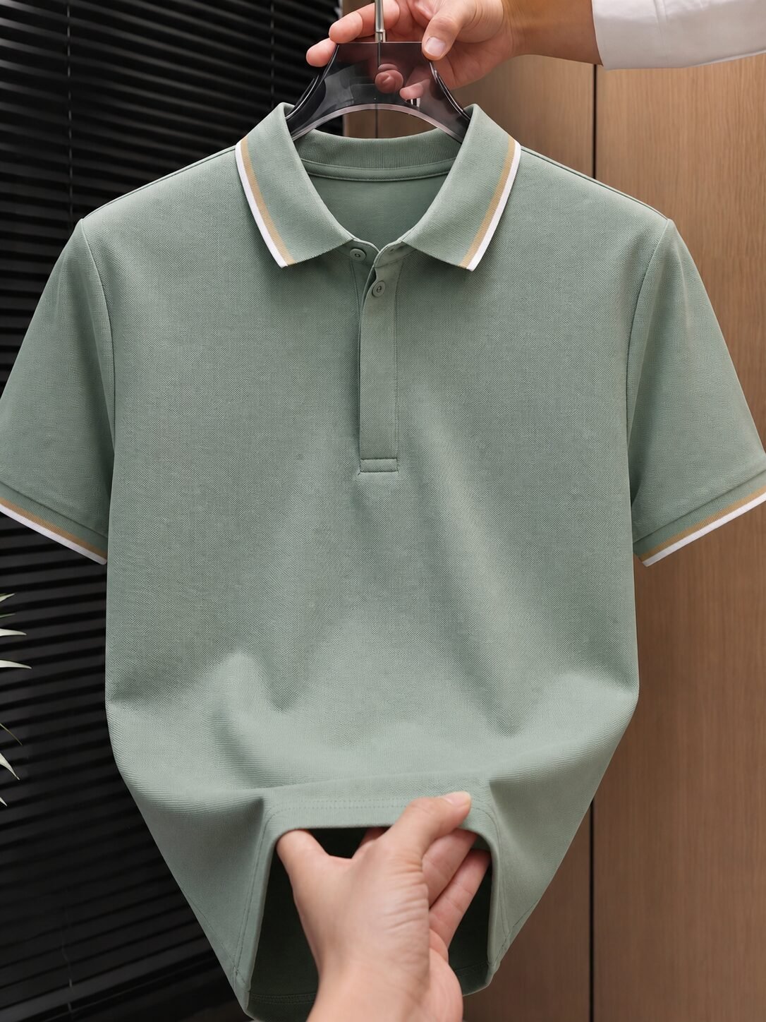 Men's Sage Green Half Sleeve Polo T-Shirt | Premium