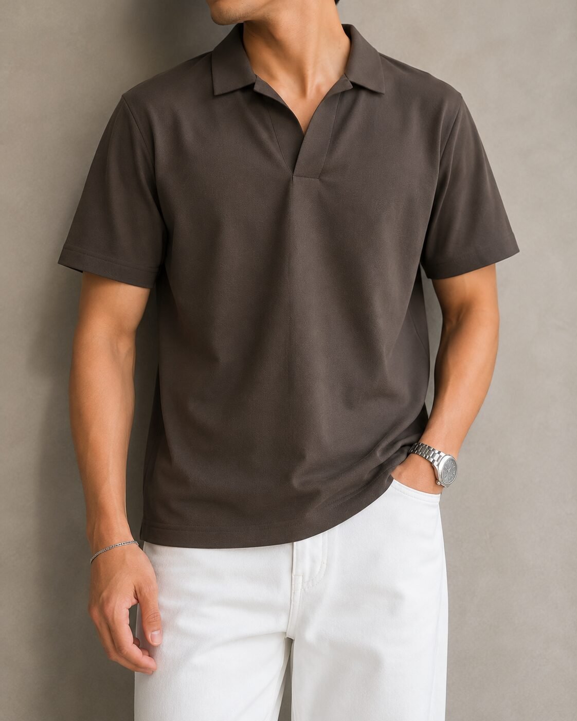 Men's chocolate brown half sleeve polo t-shirt