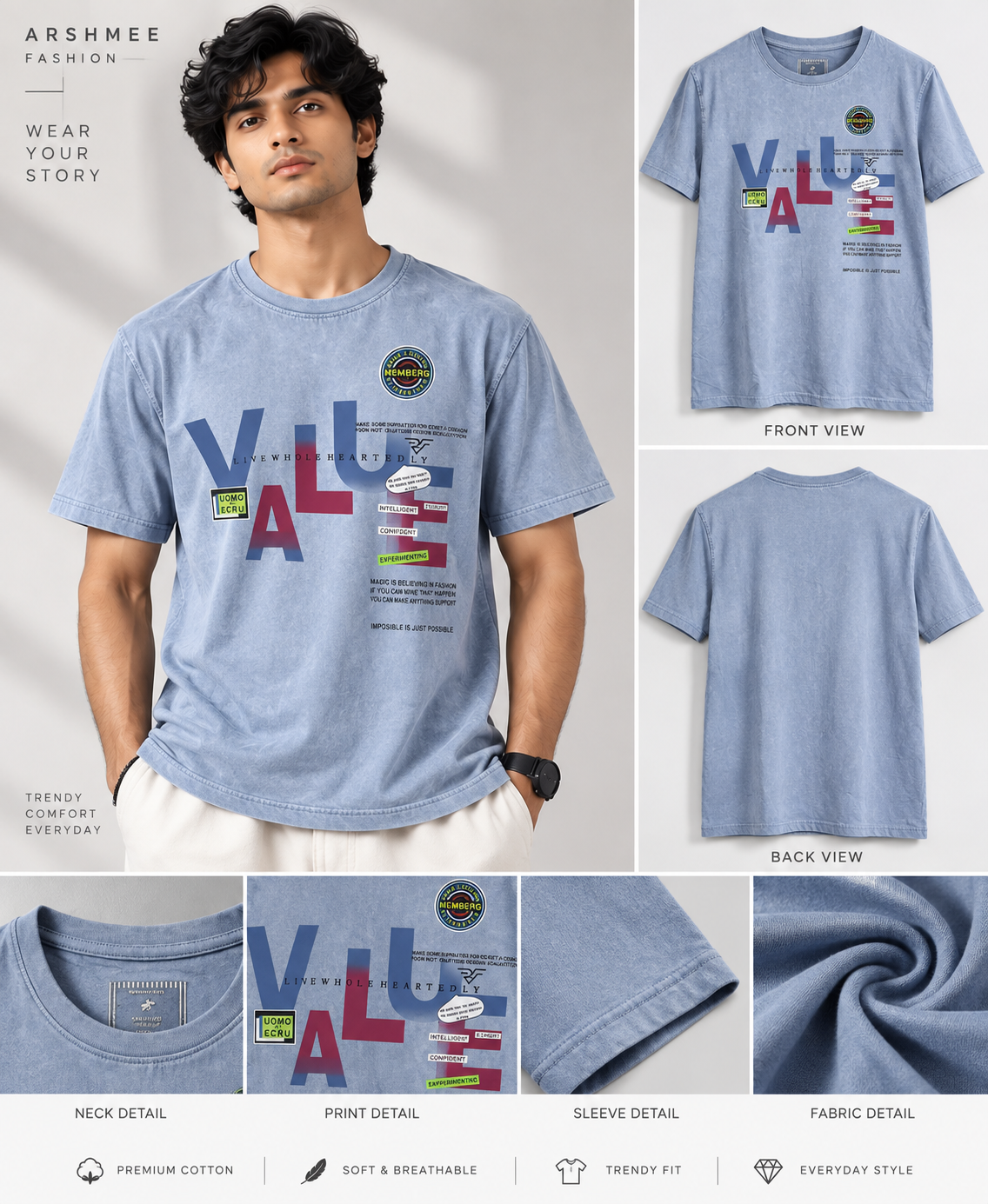 Value Graphic Print Oversized T-Shirt Arshmee Fashion