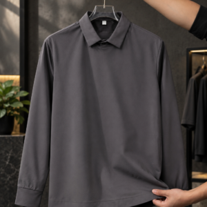 Charcoal Grey Full Sleeve Collared T-Shirt | Surat