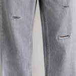 Close-up of distressed rips on grey baggy jeans for men – Arshmee Fashion