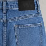 Back pocket close-up of light blue wide leg jeans for men – Arshmee Fashion