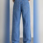Back view of men's light blue baggy wide leg jeans – Arshmee Fashion