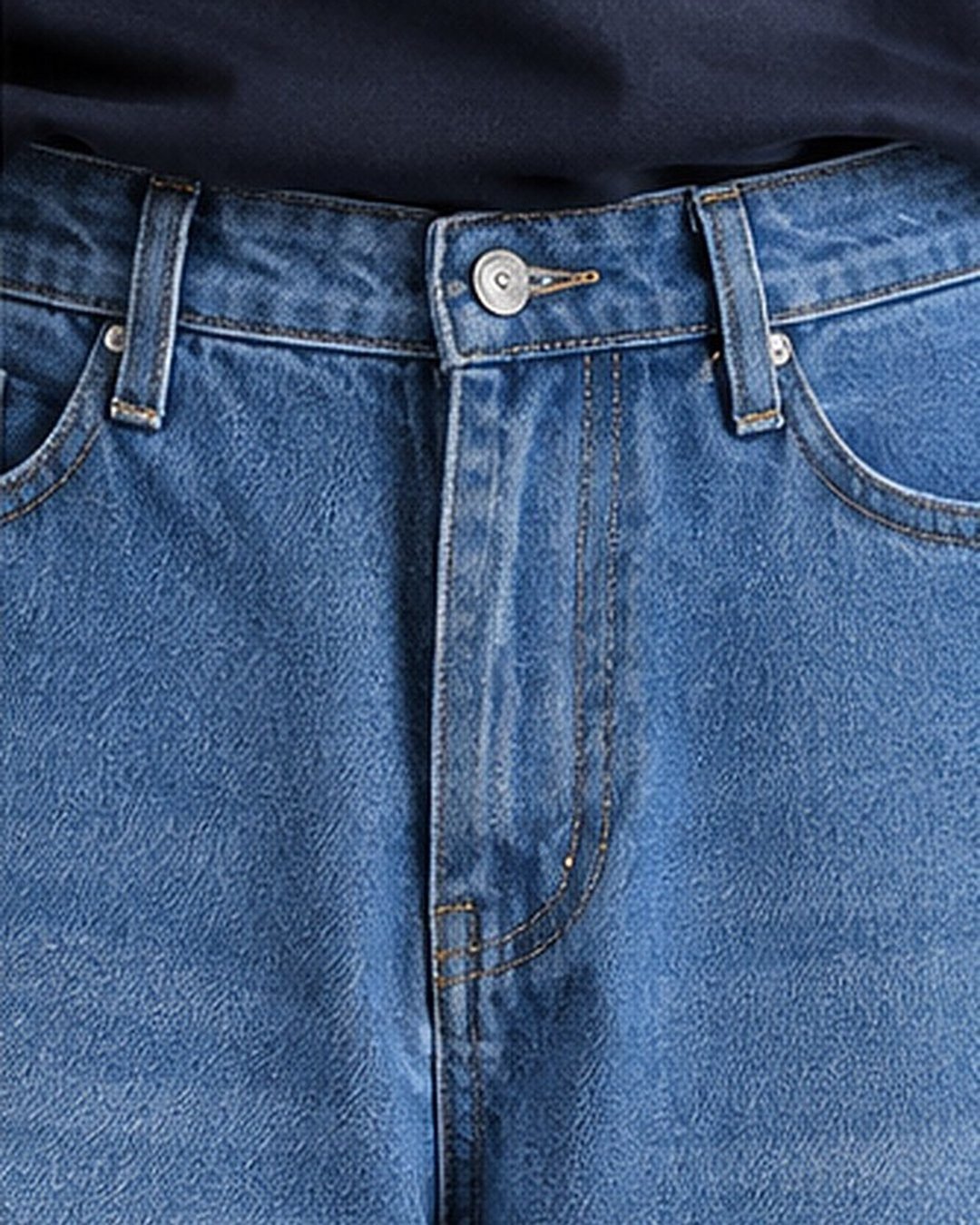Waist and button close-up of light blue jeans for men – Arshmee Fashion